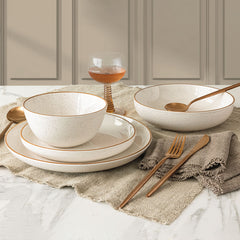 Over & Back Stoneware Dinnerware Set, 16 Piece in White