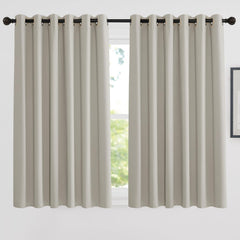 PONY DANCE Grey Blackout Thermal Insulated Curtains for Bedroom, 46 X 54 Inch Short Eyelet Curtains & Drapes, Soft Black Out 2 Panels for Window Living Room/Kitchen