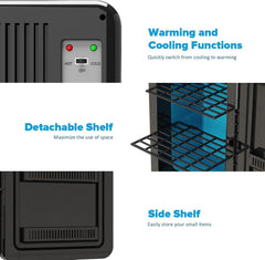 Mini Fridge 22L/ 30 Cans Cooler and Warmer Portable Mini Fridge for Bedrooms with Adjustable Shelves, AC+12V DC Small Fridges for Car, Office, Travel, Skincare, Cosmetics, Drinks (Black)