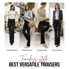 Ladies Flared Trousers Stretch Fit Comfort Fit High-Waisted Flared Pants Suitable For Nurses, Carers, Teachers, School Uniform, Yoga, Travel, Casual, Office Wear