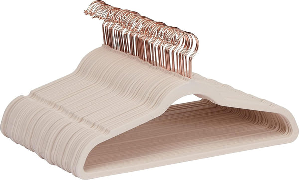 Amazon Basics Slim Velvet Non-Slip Suit Hangers - 30-Pack, Black/Silver
