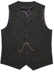 Men'S Vest Retro Fashion Groom Wedding Party Vest Men'S Herringbone Casual Business Waistcoat