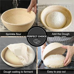 13x6cm Round Rattan Bread Proofing Basket with Cloth Liner, Kitchen Baker'S Tool, Perfect for Home Baking Enthusiasts, Baking Supplies