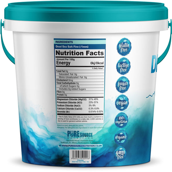 PSN Dead Sea Salt Fine in Bucket – Pure Natural Mineral-Rich Bath Salt for Relaxation, Foot Soaks, Stress Relief & Muscle Recovery – Premium Spa-Grade Salt
