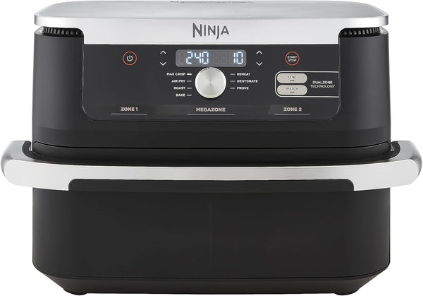 Ninja Foodi Dual Zone Digital Air Fryer, 2 Drawers, 7.6L, 6-In-1, Uses No Oil, Air Fry, Max Crisp, Roast, Bake, Reheat, Dehydrate, Cooks 4-6 Portions, Non-Stick, Dishwasher Safe Baskets, Black AF300UK