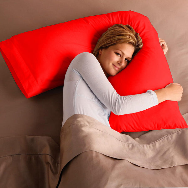 Adam Home V Pillow with Pillowcase Extra Filled Hollow Fiber for Neck Support, Orthopedic, Maternity Pregnancy & Nursing Super Soft & Comfortable V shaped Pillow with Pillowcase