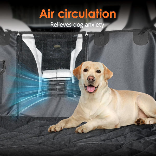 Dog Car Seat Cover, Dog Hammock for Car Back Seat, Car Dog Bed with Mesh Window and Storage Pocket