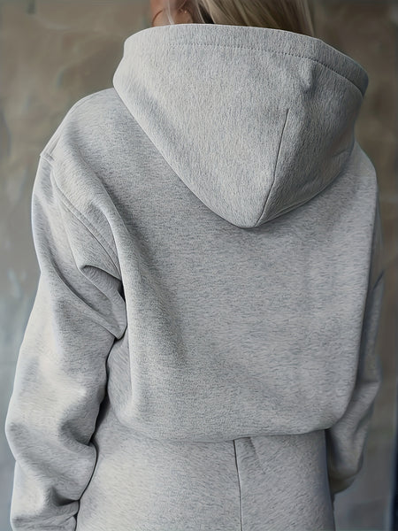 Women'S Two-Piece Casual Outfit, Featuring a Warm Hooded Sweatshirt with Letter Patterns