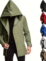2024 Foreign Trade New Product Men'S Mid-Length Slim Fit Windbreaker Hooded Casual Pure Coat Performance Clothing