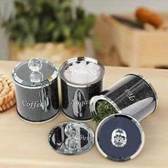 Tea Coffee Sugar Canisters Sugar Tea Coffee Sugar Jars Reusable Crystal Filled Tea Coffee Sugar Canisters with Lid for Kitchen Home Present