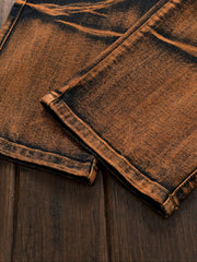 Fashionable Comfortable Street Style Casual All-Match Men'S Individual Multi-Pocket Biker Style Jeans
