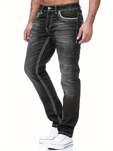 Men's Thick-thread Washed Denim Jeans