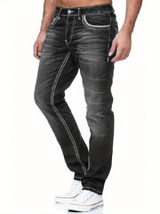 Men's Thick-thread Washed Denim Jeans