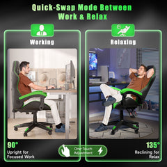 GartistGo Ergonomic Gaming Chair - Gamer Chairs with Lumbar Cushion + Headrest, Height-Adjustable Office & Computer Chair for Adults, Girls, Boys (Without footrest)