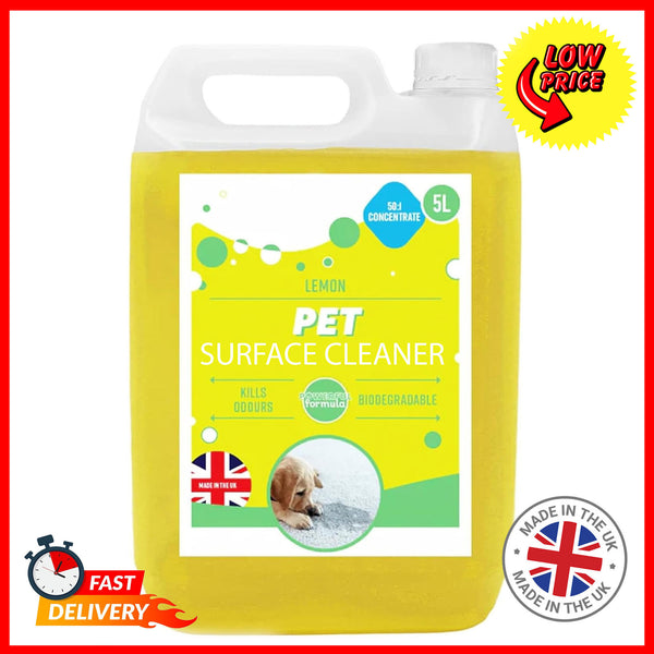 5 Litre Highly Effective Easy To Use Lemon Pet Surface Cleaner Ideal To Use On All Kinds Of Surfaces For Unwanted Stains & Smells
