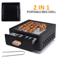 Portable BBQ Grill, Folding Tabletop Charcoal Barbecue Grill, Foldable Stainless Steel BBQ Grill for Camping, Garden, Travel, Picnic, Outdoor