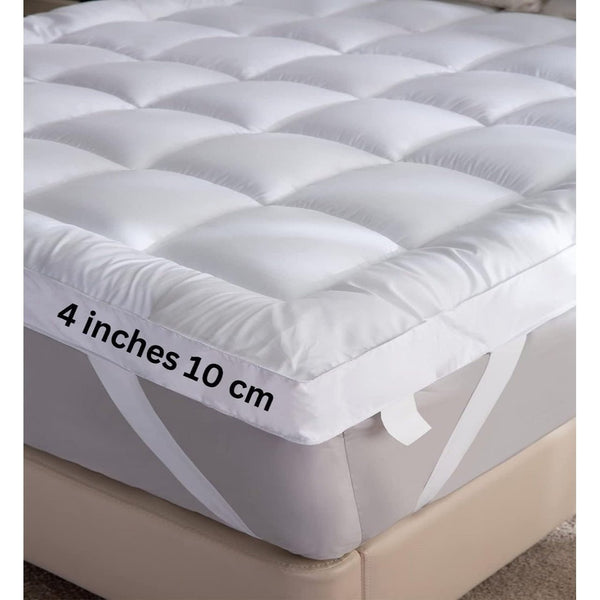 4As Microfibre Mattress Topper 4 Inch/10cm 1100 GSM Heavy Fill Super Soft and Fluffy Hand Filled Single Double King Super King Box Stitched