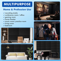16pcs Soundproof Acoustic Panels | 60x30cm Decorative Absorption Plates Suitable for Music Studio Aesthetic Treatment and Reducing Reverberation and Noise in Home and Office