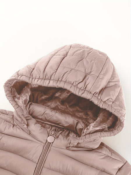 Women's Autumn/Winter Simple Lightweight Hooded Commuter Padded Coat with Pockets