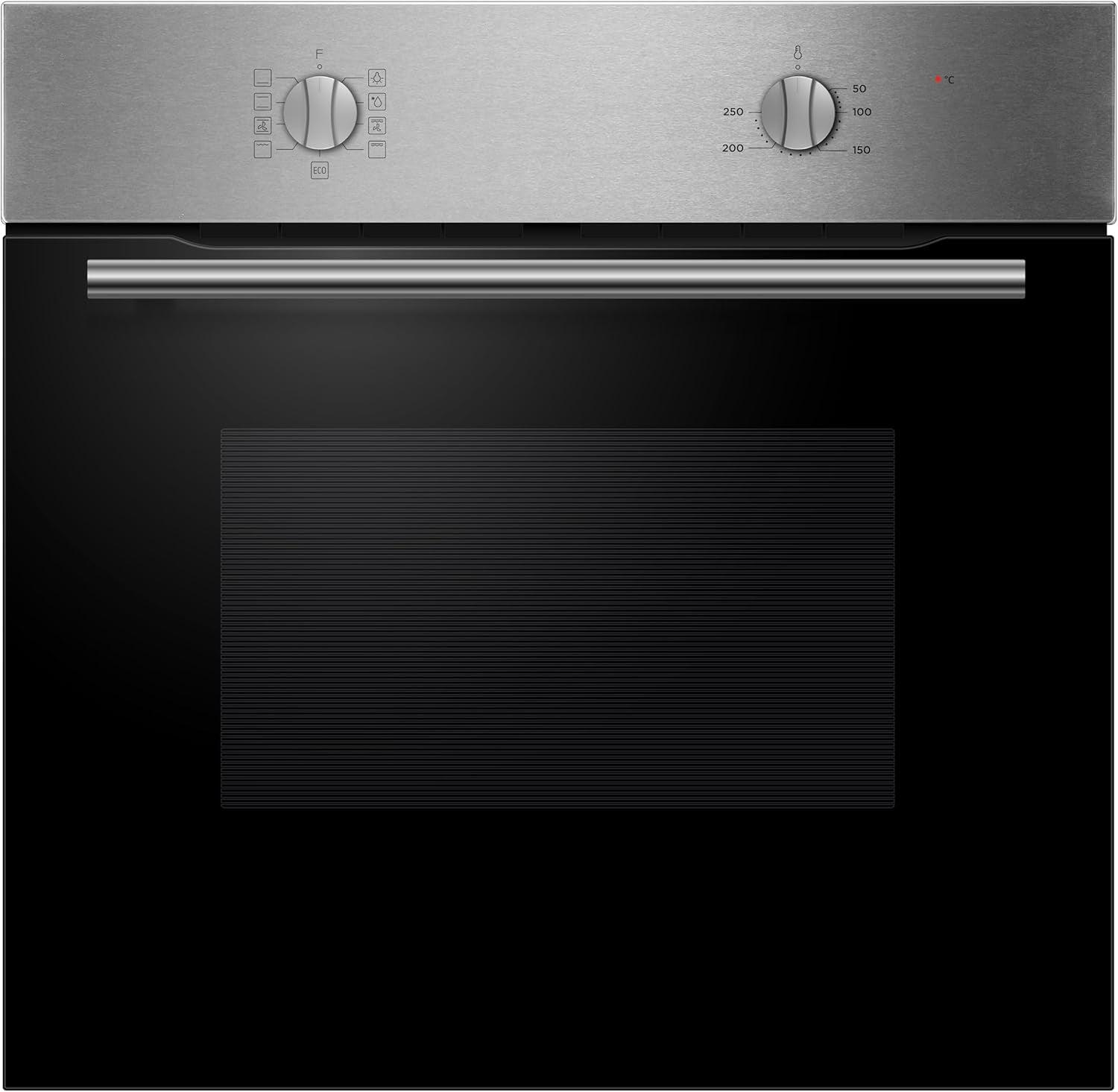 Cookology Built-In Electric Fan Oven in Stainless Steel - 60 Litre Capacity – Single Oven with Grill - Mechanical Controls - a Energy Rating – BOFA65SS