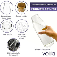 1L Water Fridge Jug Carafe - Glass 1000Ml Carafe