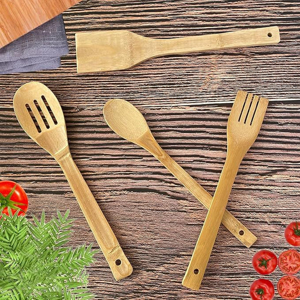 Set of 5pcs Wooden Kitchen Utensil Set | Natural Bamboo Cooking Spoons & Spatulas | Non-Stick Kitchen Tools | Perfect Gift for Home Cooks