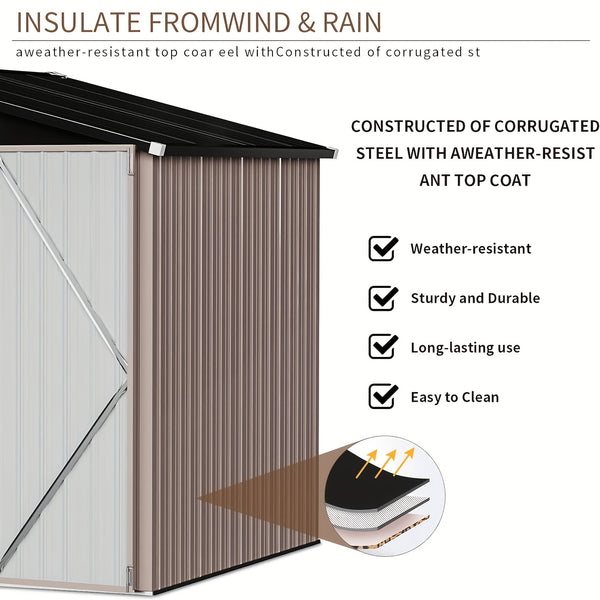 6x4 FT Metal Storage Shed - Heavy Duty Outdoor Utility Shed With Lockable Door, Weather-Resistant for Garden, Backyard, Patio - Easy Assembly & Modern Design 179cm W X 115cm D X 195cm H