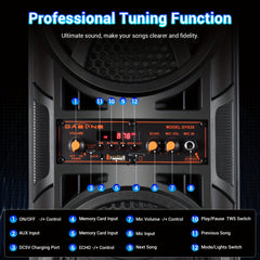 3000W Dual 16.51cm Portable Wireless PA Wireless Speaker -Wireless Speaker With Subwoofer, Wireless Speakers Loud Sound Powerful, Speaker Sound System, Karaoke Speaker System With Microphone, Remote Control, MP3/USB/SD, LED Battery Indicator Lights