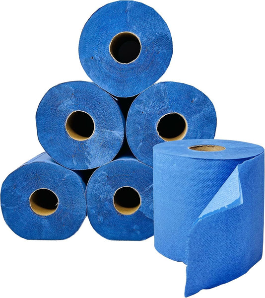 6 x Centrefeed Blue Rolls | 2 Ply Embossed Paper Towels | Strong & Absorbent | UK Supplier | Perfect for Commercial & Kitchen Use Cleaning