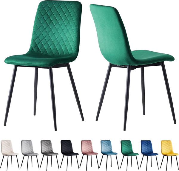 mcc direct Set of 2 Designer Velvet Chairs Fabric Dining Chairs with Metal Legs-Lexi Chairs