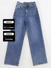[Petite]KatchMe Women'S Wide Leg Jeans - Mid Rise Relaxed Fit Denim Pants, Soft Stretch Comfortable Trousers for Fall & Winter, Streetwear Casual Bottoms