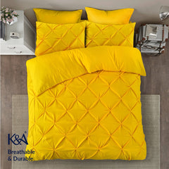 K&A® Pintuck Pinch Pleat Duvet Cover Set with Zipper Closure including Pillowcase – Ultrasoft Brushed Microfiber – Easy Care & Machine Washable