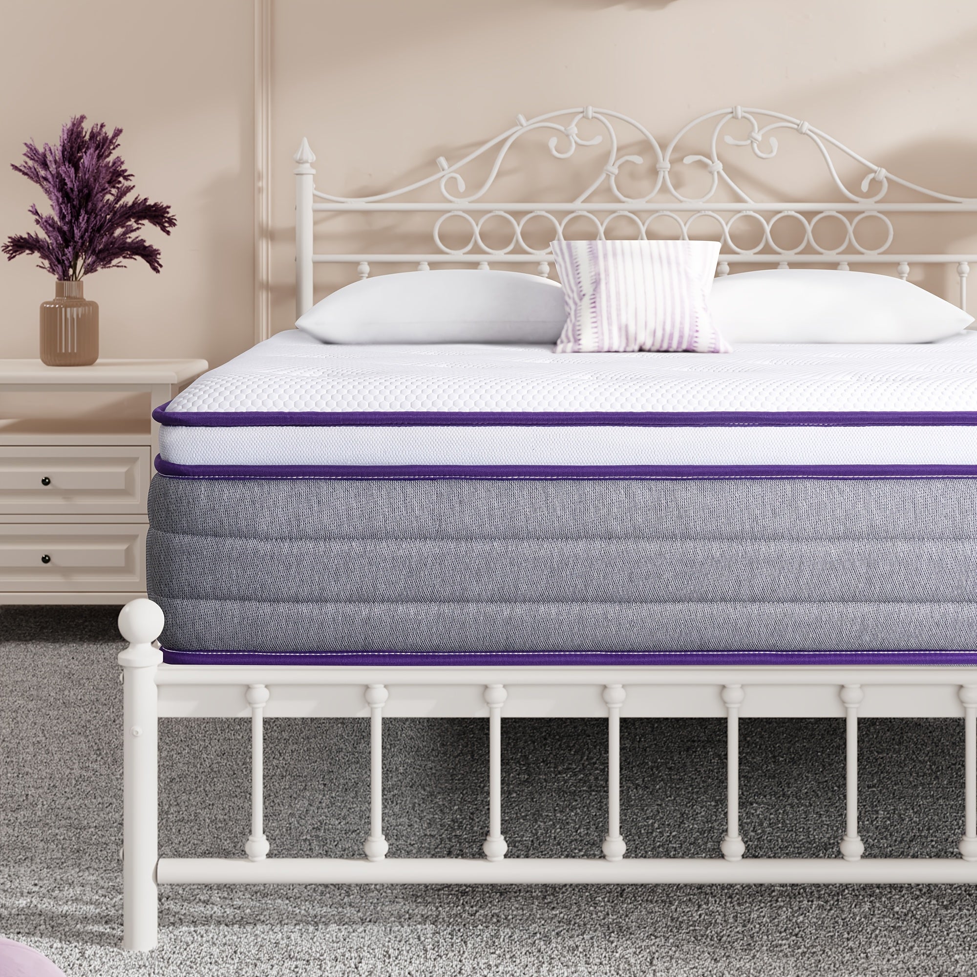 22cm&25cm Memory Foam Hybrid Mattress, No-Noise Innerspring & Pocket Springs For Cooling Comfort, Single, Small Double, Double, King Sizes, Mattress In A Box