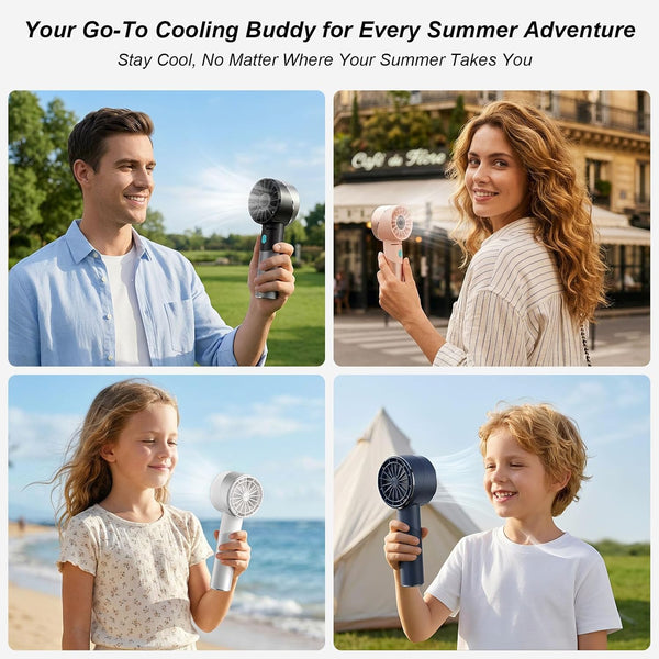 Handheld Fan, 7000RPM Turbo Portable Fan with 16H Battery, 4-Speed USB Rechargeable Mini Fan | Metal Alloy Pocket Fan, Travel Essentials for Outdoor, Travel, Office, Home | Summer Gift, Grey