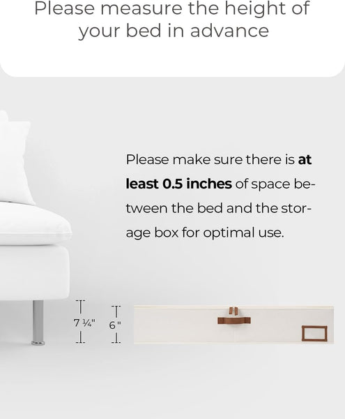 Storageworks Underbed Storage Boxes with Lids, Large under Bed Storage Box Containers for Bedroom Accessories Organising Clothes Bedding, Rigid under Bed Organisers Ultra Thick, Ivory White, 2-Pack