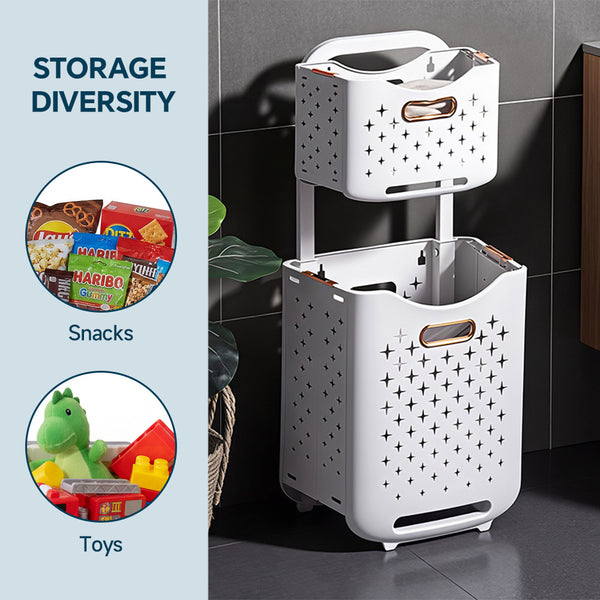 Foldable Newspaper and Magazine Holder with Wheels Multi-purpose Living Room Organisational Basket, Laundry Basket with Wheels Trolley-style Laundry Basket, Hard-wearing and Duration-proven, High Load-bearing Capacity
