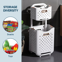 Foldable Newspaper and Magazine Holder with Wheels Multi-purpose Living Room Organisational Basket, Laundry Basket with Wheels Trolley-style Laundry Basket, Hard-wearing and Duration-proven, High Load-bearing Capacity