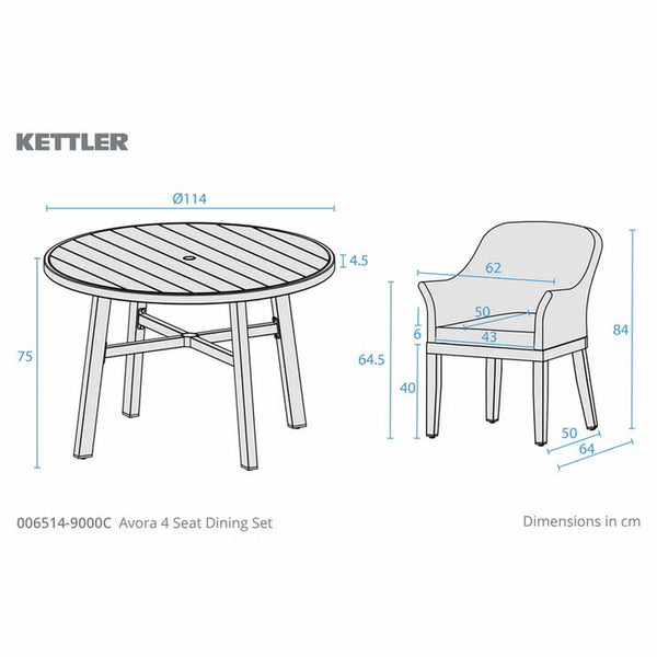 Kettler Avora 5 Piece Dining Set