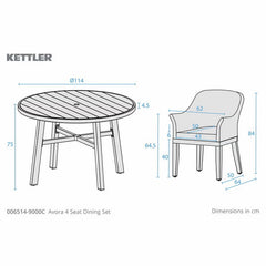 Kettler Avora 5 Piece Dining Set