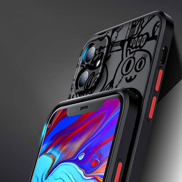 Matte Black Graffiti Frosted Phone Case Designed for iPhone Models 16, 15 Pro Max, 14 Plus, 13, 12, 11, 11 Pro, 12 Pro, 13 Pro, 14 Pro, 15 Pro, And 16 Pro, Made from High-Quality for Protection.