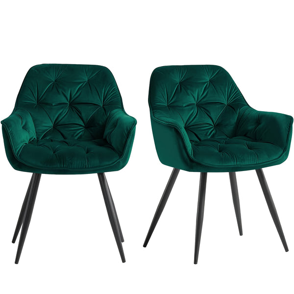 Dining Chairs with Velvet Thick Padded Upholstered Kitchen Tub Chair Armchair with Backrest Metal Legs Living Room Reception Leisure Chairs for Bedroom Lounge Office