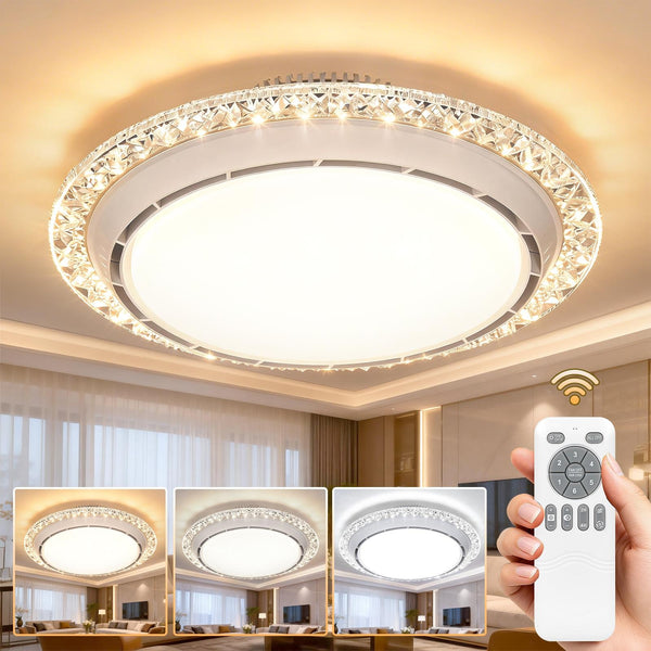 LED Ceiling Fan Light, LED Ceiling Light with Fan, Bladeless Ceiling Fan Light, 3 Switchable Colour Temperatures (3000K/4500K/6500K), Adjustable Brightness, Suitable for Kitchen, Living Room And Bedroom Lighting, Comes with A Remote Control