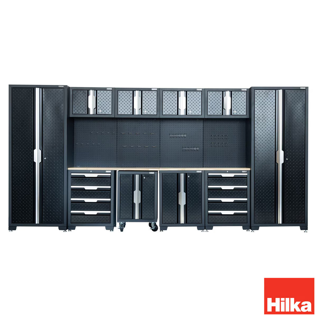 Hilka Garage Pro+ 24 Gauge Steel 11 Piece Cabinet Set