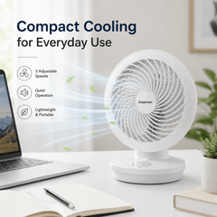 A2Z 8 Inch Table Fan Portable Desk Fan with 3 Speed Settings Oscillating Adjustable Tilt Head Indoor Fan with UK Plug for Home Office Bedroom