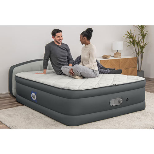 Sealy Queen Sized Airbed with Built-In Dual Pump and Headboard