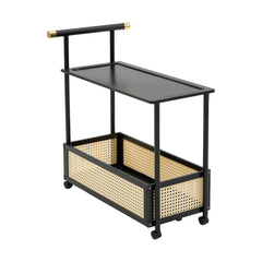 Movable sofa side table, large capacity, 50x30x70cm, double-layer design for living room and kitchen organization, versatile wicker-pattern storage basket, rolling side table, bedroom bedside storage side table, ideal for living rooms, bedrooms, and famil