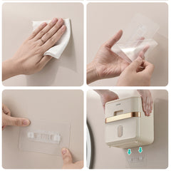 Luxury-inspired no-drill wall-mounted tissue dispenser, waterproof bathroom storage rack, kitchen paper holder, toilet roll holder, dual-purpose tissue/roll dispenser, multi-functional tissue storage rack. Compact design suitable for bathrooms, kitchens,