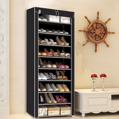 10 Tier Shoes Rack with Dustproof Cover, Shoe Storage Cabinet, Shoe Organizer, Easy to Assemble, Hold up to 25-30 Pairs