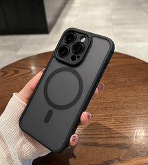 Phone Case - Premium Minimalist Frosted Skin-Feel Magnetic Phone Case - Fingerprint-Resistant, with Lens Protection, Wireless Charging Supported, Black Business-Style Protective Case for Iphone 17/16/15/14/13/12/11 Pro Max/Plus, Precise Cutouts