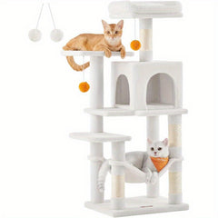 Multi-Level Cat Tree, Cat Tower Condo With 4 Scratching Posts, Hammock, Cave, Toys